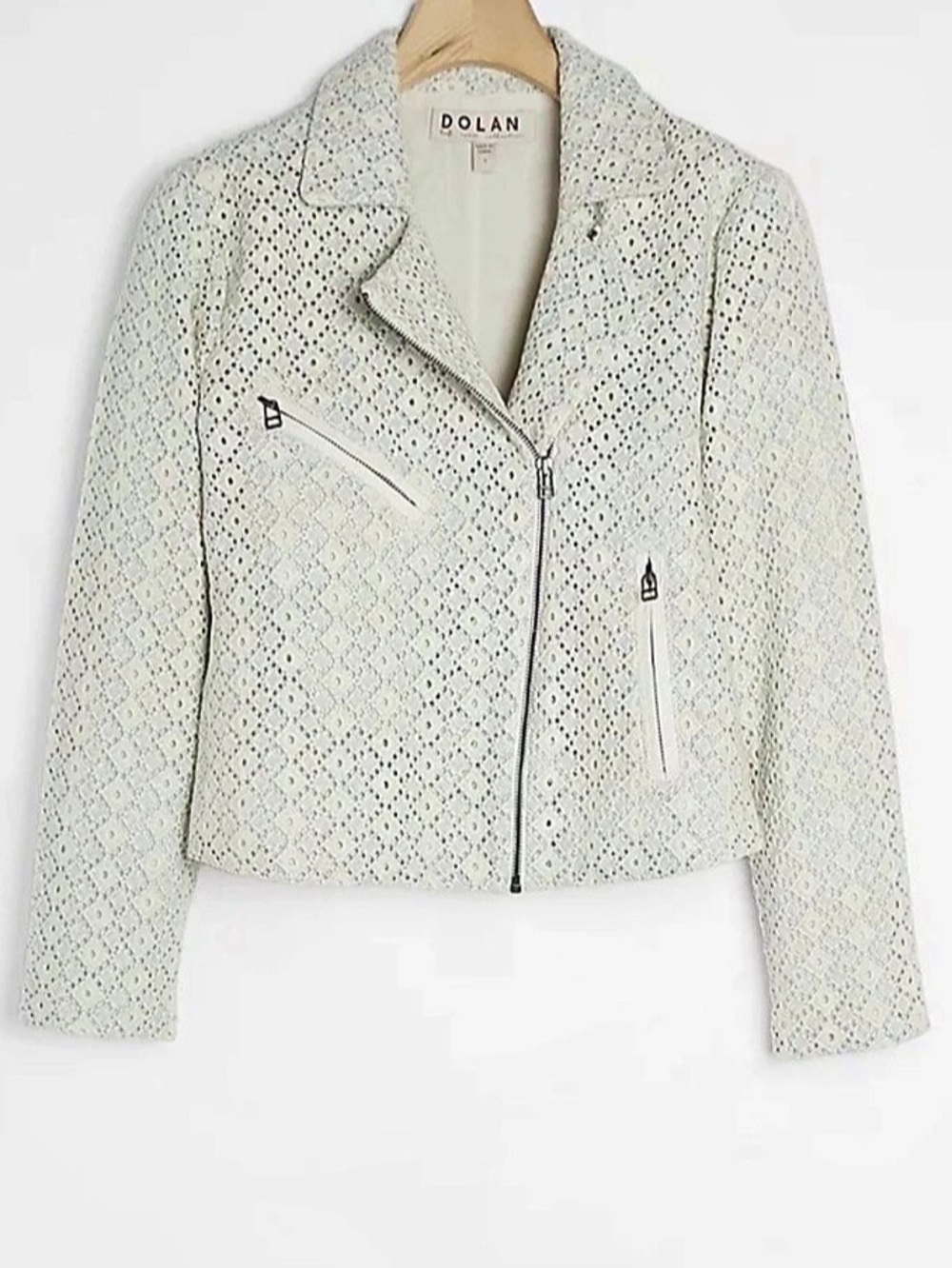 DOLAN Rossi Eyelet Moto Jacket in White Anthropologie